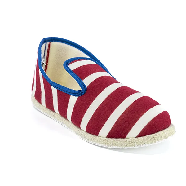 Chausson rayé rouge et blanc marinière