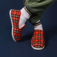 Charentaise Wallace écossais rouge au pied