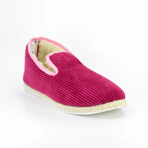 Charentaise Velours Rose de profil