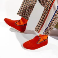 Chaussons rouge laine