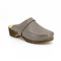 Sabot en bois et cuir taupe
