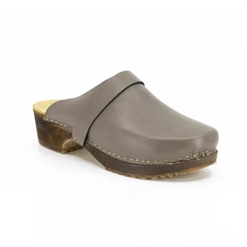 Sabot en bois et cuir taupe