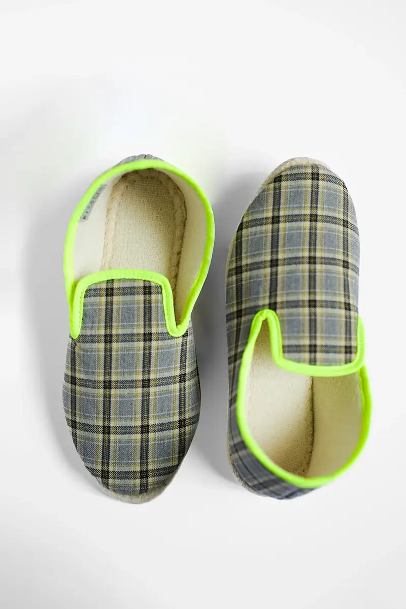 Charentaise à Carreaux gris jaune par 2