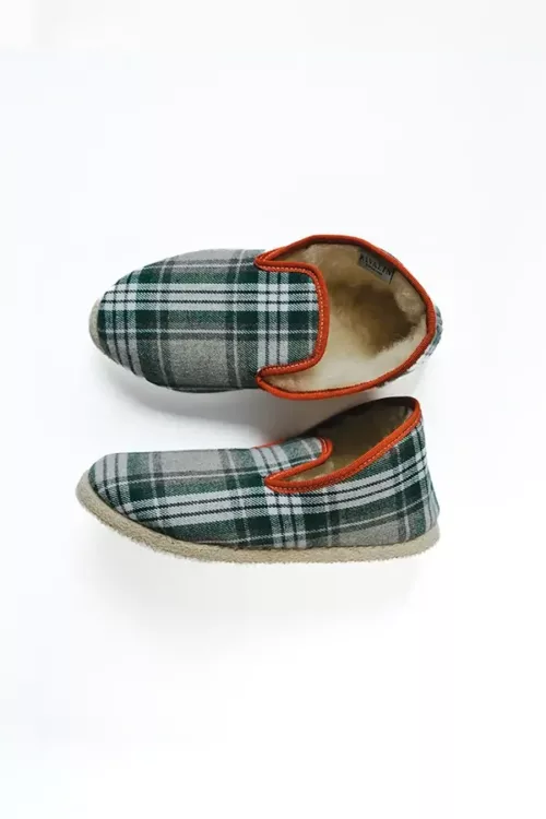 Chausson à carreaux vert