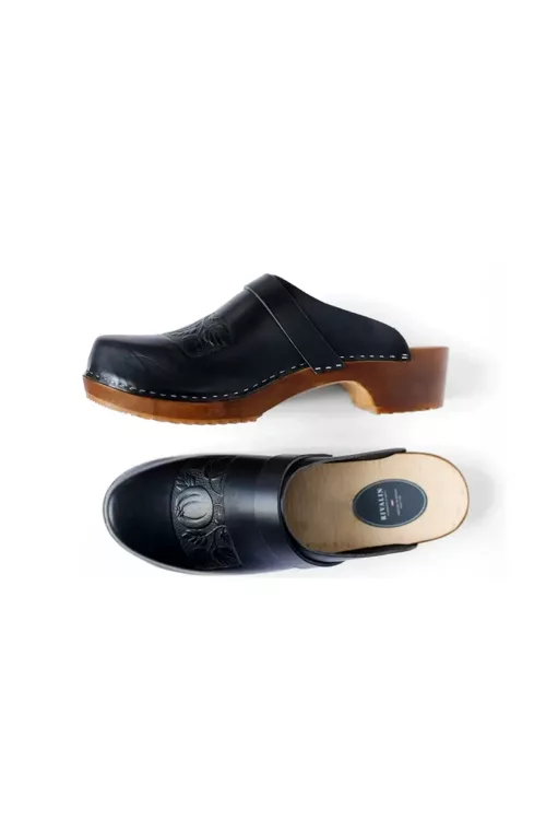 Sabot Marine Folk Embossé Motif Pavot