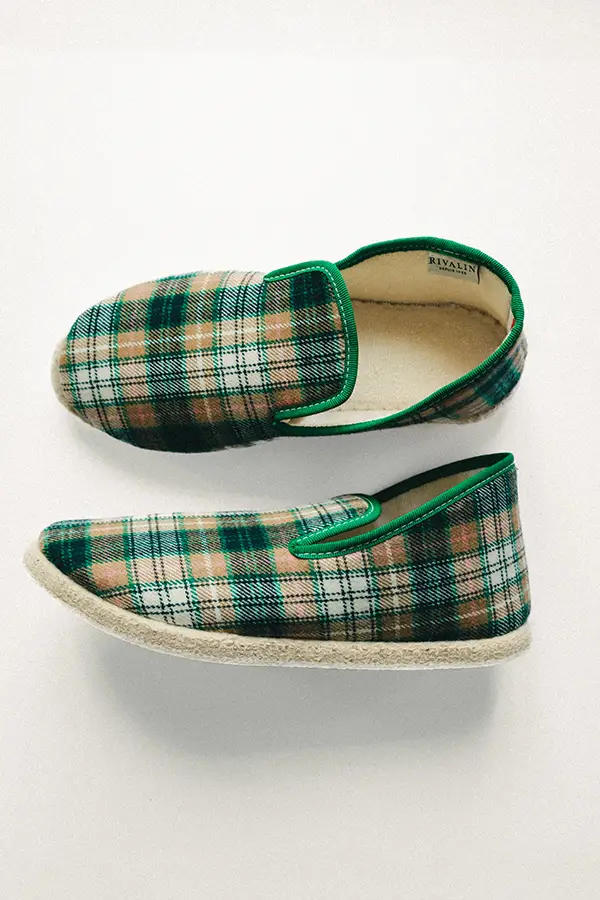 Chaussons été à carreaux vert Morisson Rivalin