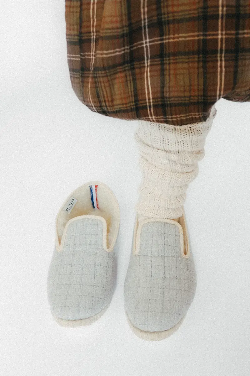 Chausson à Carreaux Gris Cocoon