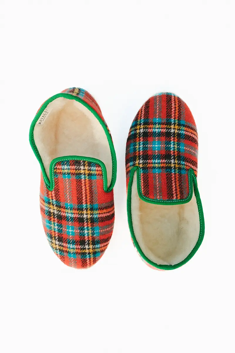 Pantoufle tartan pop orange